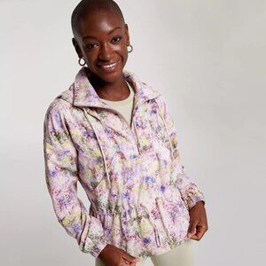 NEW CALIA Women's Hooded Windbreaker, XS, Eden Print Olive $110 MSRP